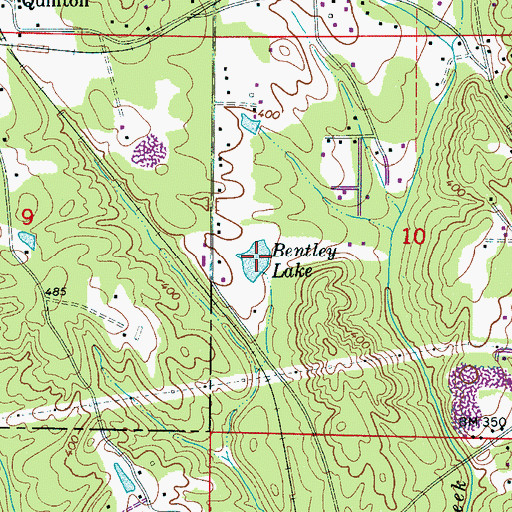 Topographic Map of Bentley Lake, AL