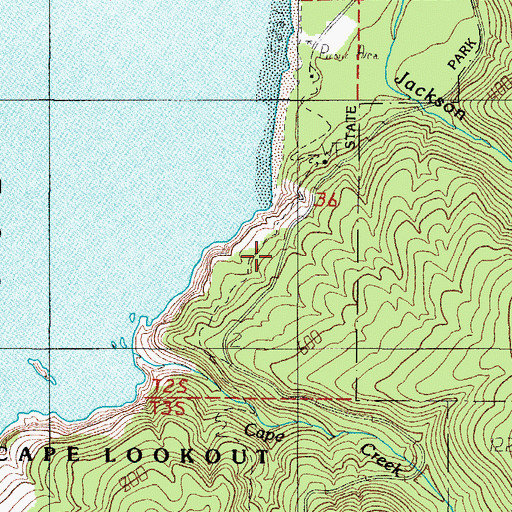 Topographic Map of Cape Lookout State Park, OR
