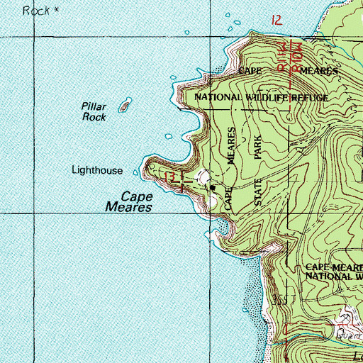 Topographic Map of Cape Meares, OR