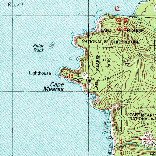 Topographic Map of Cape Meares State Scenic Viewpoint, OR
