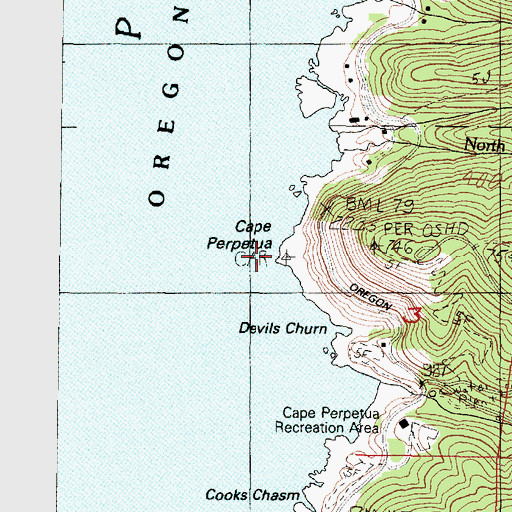 Topographic Map of Cape Perpetua, OR