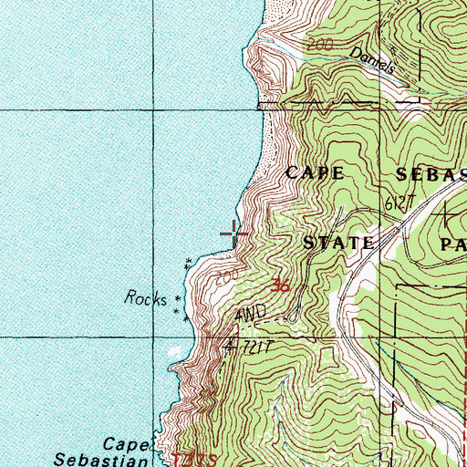 Topographic Map of Cape Sebastian State Park, OR