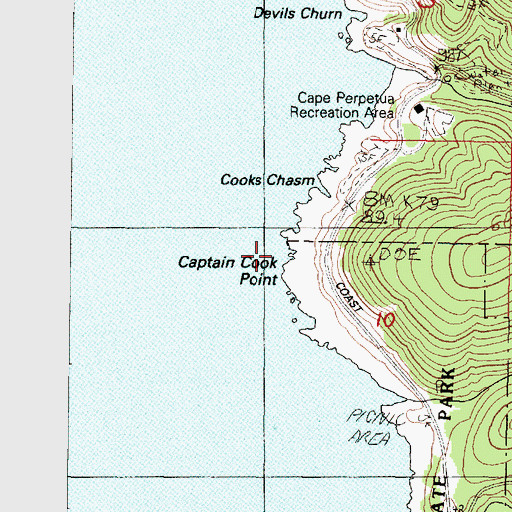 Topographic Map of Captain Cook Point, OR