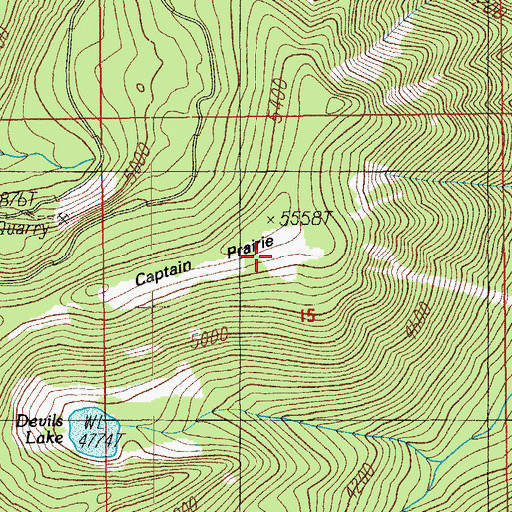 Topographic Map of Captain Prairie, OR
