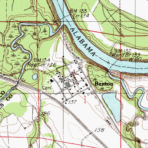 Topographic Map of Benton, AL
