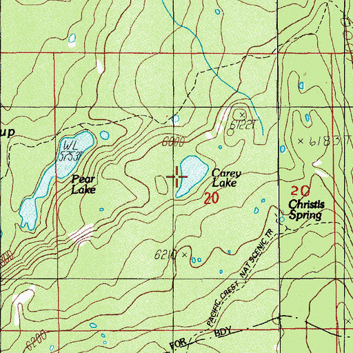 Topographic Map of Carey Lake, OR