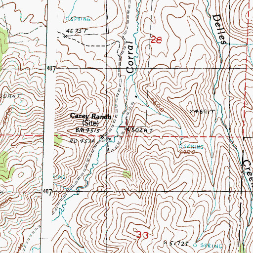 Topographic Map of Carey Ranch (historical), OR