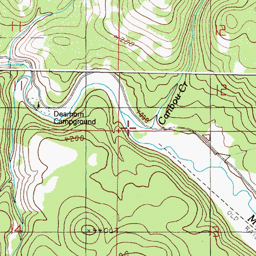 Topographic Map of Caribou Creek, OR