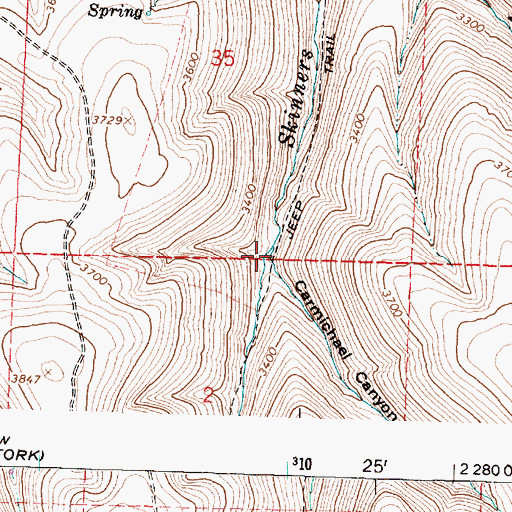 Topographic Map of Carmichael Canyon, OR
