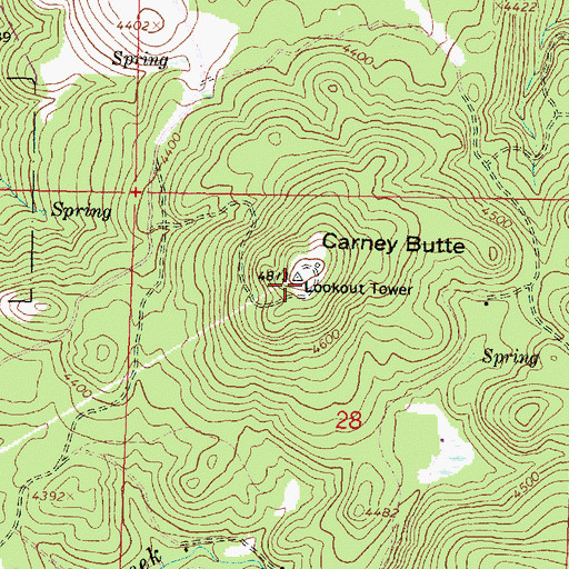 Topographic Map of Carney Butte, OR