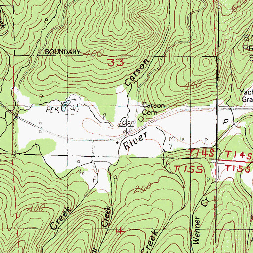 Topographic Map of Carson Cemetery, OR