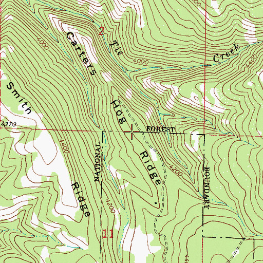 Topographic Map of Carters Hog Ridge, OR