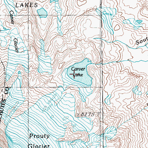 Topographic Map of Carver Lake, OR