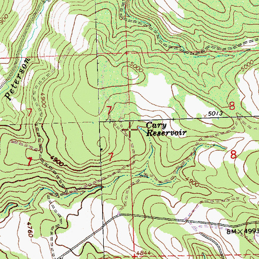 Topographic Map of Cary Reservoir, OR