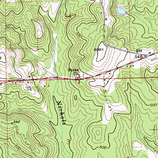 Topographic Map of Berea Church, AL