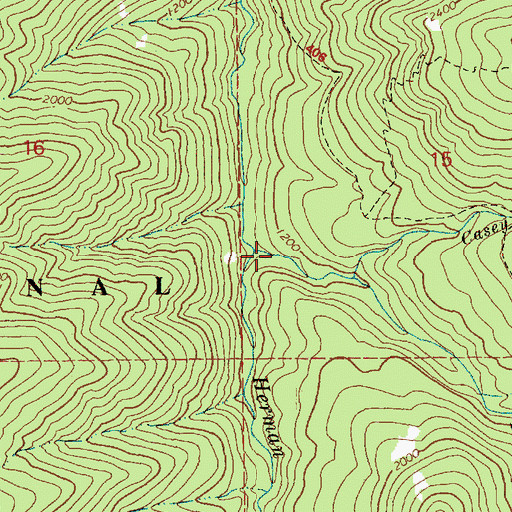 Topographic Map of Casey Creek, OR