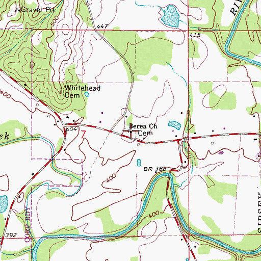 Topographic Map of Berea Church of Christ, AL