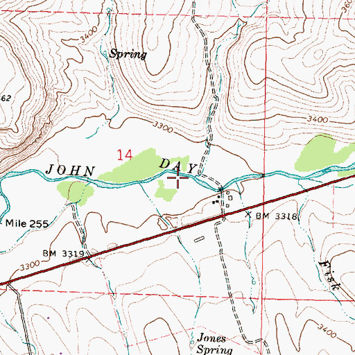 Topographic Map of Castle Creek, OR