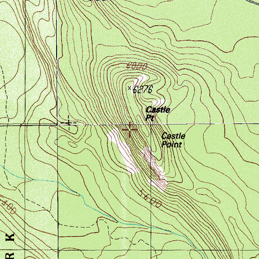Topographic Map of Castle Point, OR