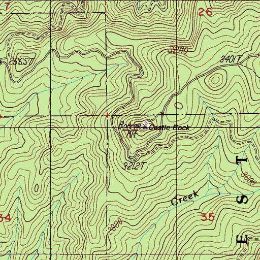 Topographic Map of Castle Rock, OR