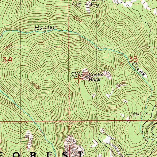 Topographic Map of Castle Rock, OR