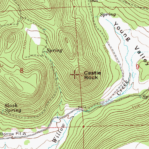 Topographic Map of Castle Rock, OR