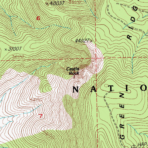 Topographic Map of Castle Rocks, OR