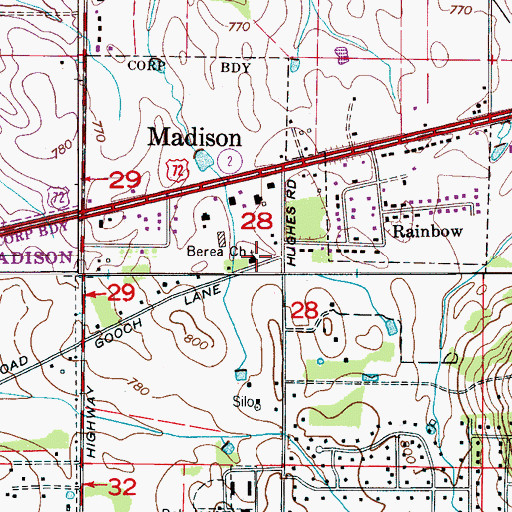 Topographic Map of Berea Church, AL