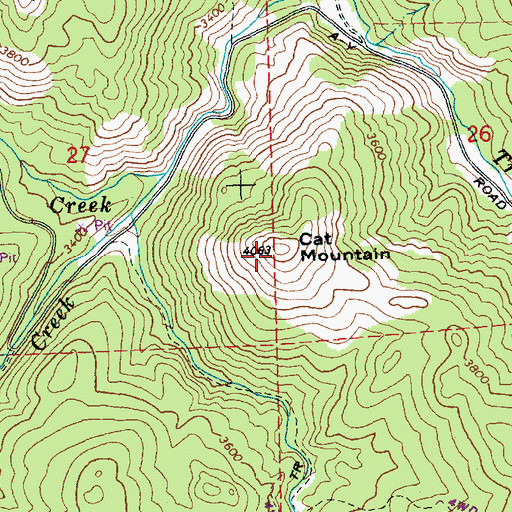Topographic Map of Cat Mountain, OR