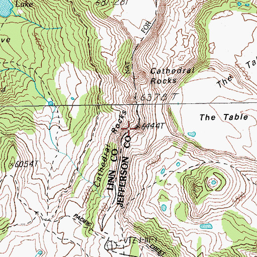 Topographic Map of Cathedral Rocks, OR