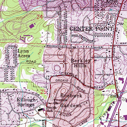 Topographic Map of Berkley Hills, AL