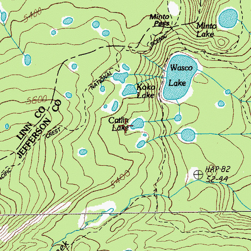Topographic Map of Catlin Lake, OR