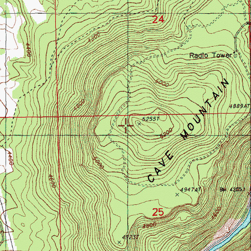 Topographic Map of Cave Mountain, OR