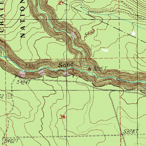 Topographic Map of Cavern Creek, OR