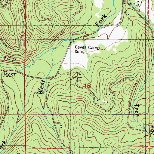 Topographic Map of Caves Camp, OR