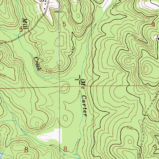 Topographic Map of Berkley Mill Creek, AL