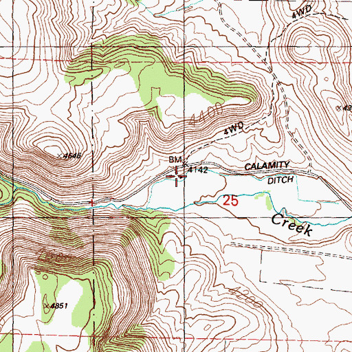 Topographic Map of Cawlfield Ranch, OR
