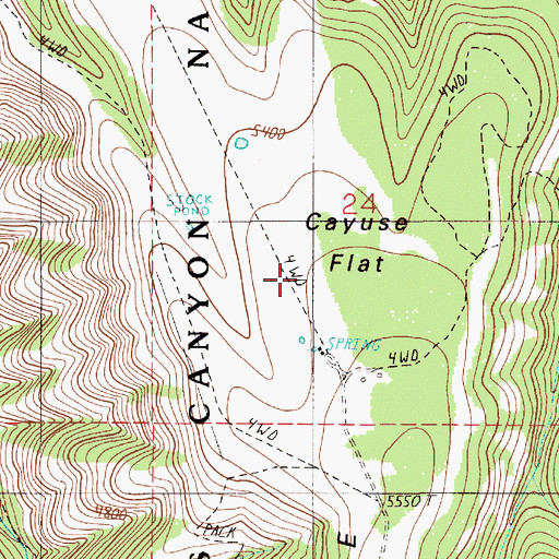 Topographic Map of Cayuse Flat, OR