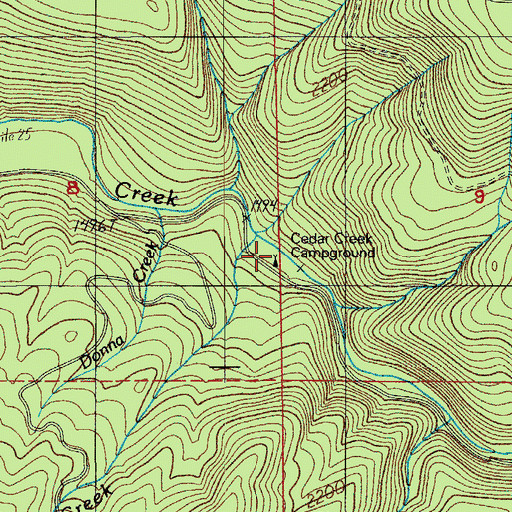 Topographic Map of Cedar Creek, OR