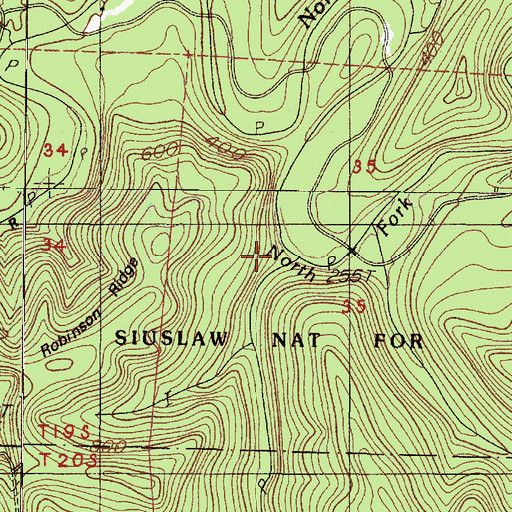 Topographic Map of Cedar Creek, OR