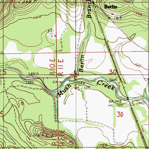Topographic Map of Berlin Branch, AL
