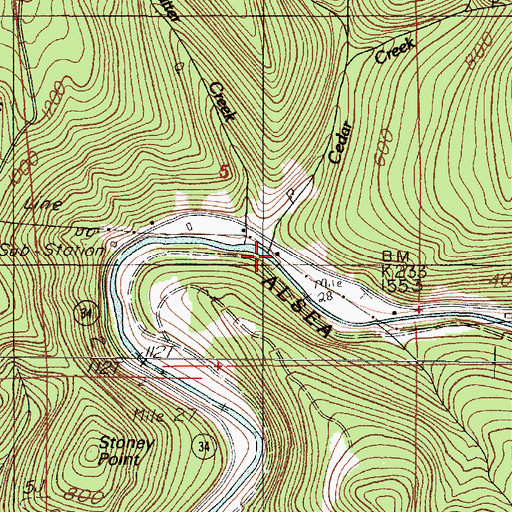 Topographic Map of Cedar Creek, OR