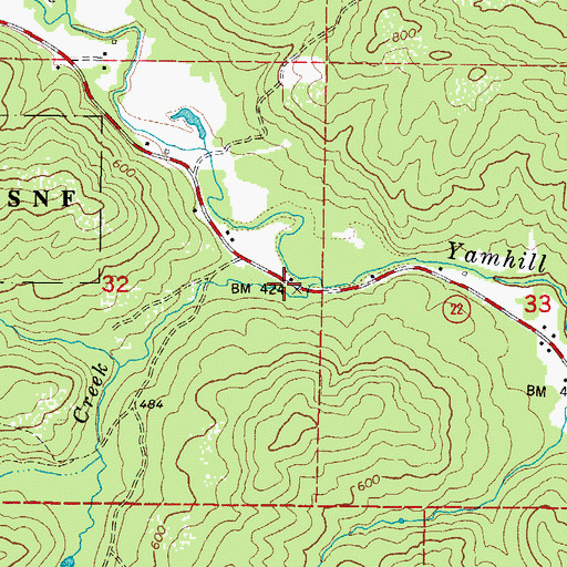 Topographic Map of Cedar Creek, OR