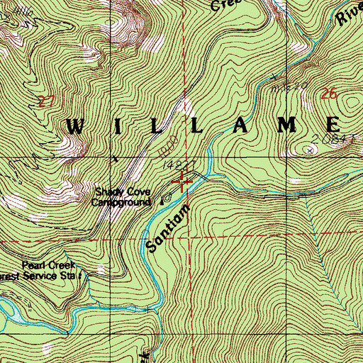Topographic Map of Cedar Creek, OR