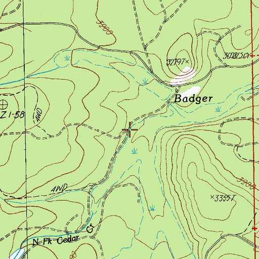 Topographic Map of Cedar Creek, OR