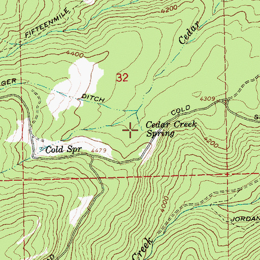 Topographic Map of Cedar Creek Spring, OR