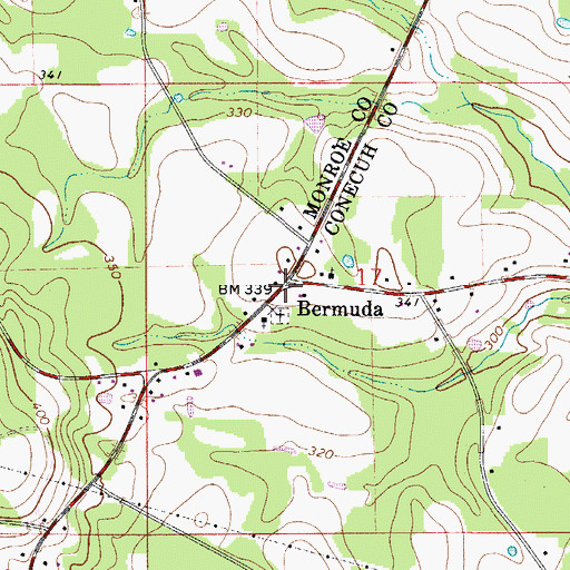 Topographic Map of Bermuda, AL