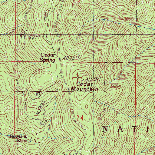 Topographic Map of Cedar Mountain, OR