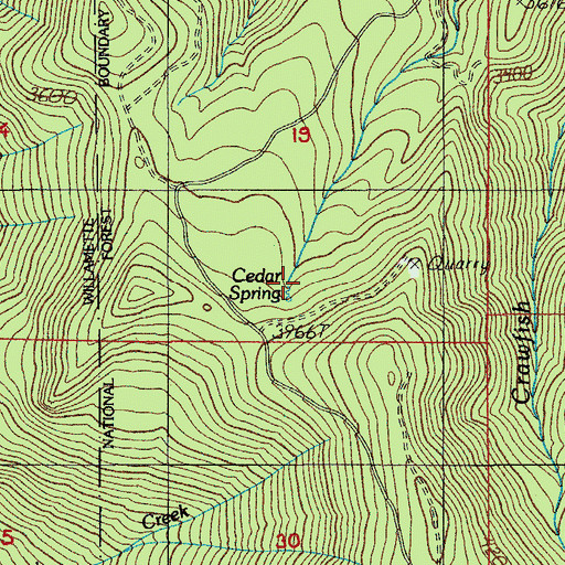 Topographic Map of Cedar Spring, OR