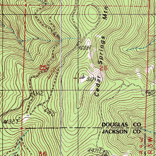 Topographic Map of Cedar Springs Mountain, OR